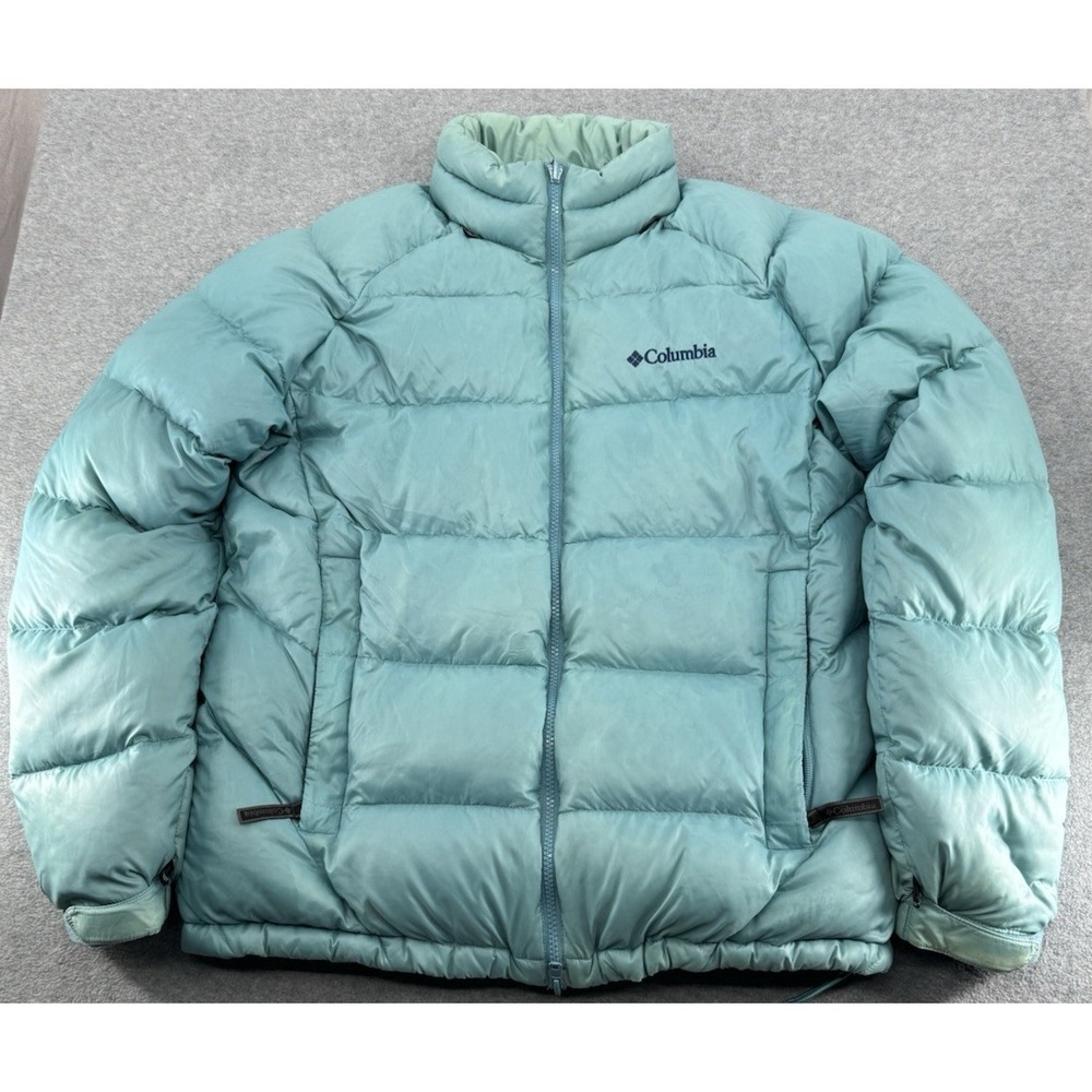 Columbia Y2K Interchange Super Soft Down Puffer Jacket Teal Blue XXL Winter Coat